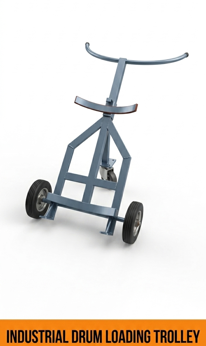 Industrial drum loading trolley